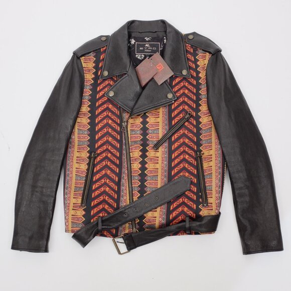 ETRO leather jacket 48 US 12 dragon embroidered black brocade - Picture 15 of 16